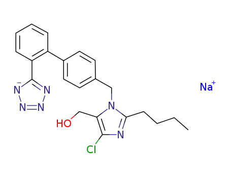 2-n-butyl-4-chloro-5-hydroxymethyl-1-[[2'-(1H-tetrazole-5-yl)[1,1'-biphenyl]-4-yl]]-1H-imidazole sodium salt