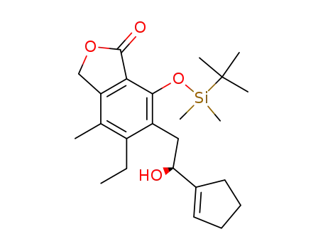 (S)-2-(4-t-butyldimethylsilyloxy-1,3-dihydro-6-ethyl-7-methyl-3-oxoisobenzofuran-5-yl)-1-cyclopentenyl-1-hydroxyethane