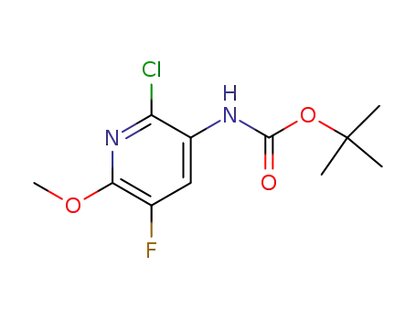 Molecular Structure of 943025-87-4 ((2-Chloro-5-fluoro-6-Methoxy-pyridin-3-yl)-carbaMic acid tert-butyl ester)