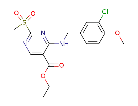 Molecular Structure of 372117-76-5 (ethyl 4-(3-chloro-4-MethoxybenzylaMino)-2- (Methylsulfonyl) pyriMidine-5-carboxylate)