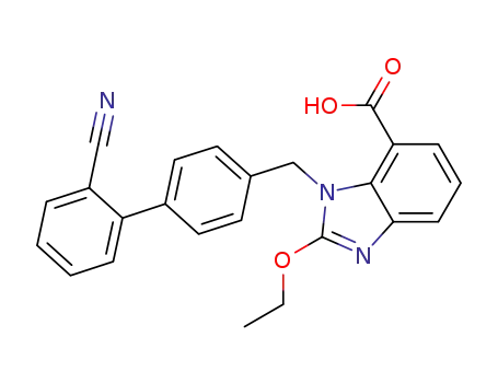Molecular Structure of 632322-61-3 (1-((2'-cyanobiphenyl-4-yl)Methyl)-2-ethoxy-1H-benziMidazole-7-carboxylic acid)