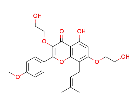 5-hydroxy-3,7-bis(2-hydroxyethoxy)-2-(4-methoxyphenyl)-8-(3-methylbut-2-en-1-yl)-4H-chromen-4-one