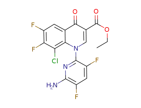 Molecular Structure of 189279-51-4 (3-Quinolinecarboxylic acid,
1-(6-amino-3,5-difluoro-2-pyridinyl)-8-chloro-6,7-difluoro-1,4-dihydro-4-
oxo-, ethyl ester)