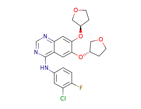 4-[(3-chloro-4-fluoro-phenyl)amino]-6-((S)-tetrahydrofuran-3-yloxy)-7-((R)-tetrahydrofuran-3-yloxy)-quinazoline