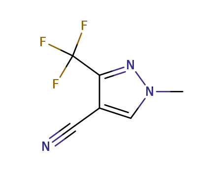 Molecular Structure of 1049772-79-3 (1-Methyl-3-(trifluoromethyl)-1H-pyrazole-4-carbonitrile)