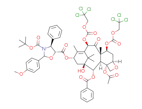 Molecular Structure of 859498-31-0 (3,5-Oxazolidinedicarboxylic acid, 2-(4-methoxyphenyl)-4-phenyl-, 5-[(2aR,4S,4aS,6R,9S,11S,12S,12aR,12bS)-12b-(acetyloxy)-12-(benzoyloxy)-2a,3,4,4a,5,6,9,10,11,12,12a,12b-dodecahydro-11-hydroxy-4a,8,13,13-tetramethyl-5-oxo-4,6-bis[[(2,2,2-trichloroethoxy)carbonyl]oxy]-7,...)