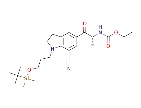 (2-{1-[3-(tert-butyl-dimethyl-silanyloxy)-propyl]-7-cyano-2,3-dihydro-1H-indol-5-yl}-1-methyl-2-oxo-ethyl)-carbamic acid ethyl ester