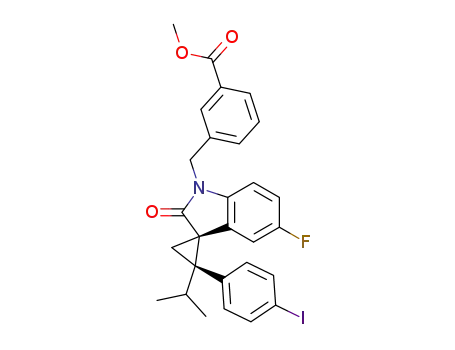 methyl (1RS,2RS)-3-((-5'-fluoro-2-(4-iodophenyl)-2-isopropyl-2'-oxospiro[cyclopropane-1,3'-indoline]-1'-yl)methyl)benzoate