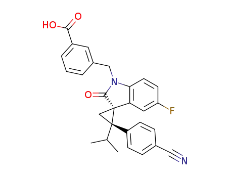 (+)-3-((2-(4-cyanophenyl)-5'-fluoro-2-isopropyl-2'-oxospiro[(trans)-cyclopropane-1,3'-indoline]-1'-yl)methyl)benzoic acid