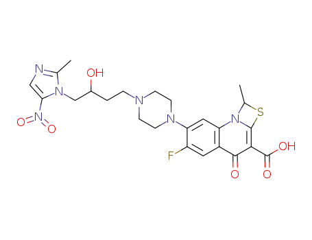 6-fluoro-7-{4-[3-hydroxy-4-(2-methyl-5-nitro-imidazol-1-yl)butyl]piperazin-1-yl}-1-methyl-4-oxo-4H-2-thia-8b-aza-cyclobuta[a]naphthalene-3-carboxylic acid