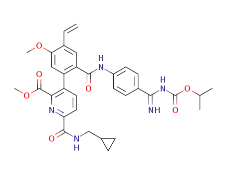 methyl 6-((cyclopropylmethyl)carbamoyl)-3-(2-((4-(N-(isopropoxycarbonyl)carbamimidoyl)phenyl)carbamoyl)-5-methoxy-4-vinylphenyl)picolinate