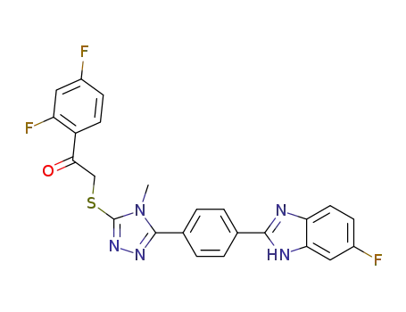 1-(2,4-difluorophenyl)-2-((5-(4-(6-fluoro-1H-benzimidazol-2-yl)phenyl)-4-methyl-4H-1,2,4-triazol-3-yl)thio)ethan-1-one