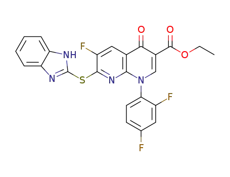 ethyl 7-((1H-benzo[d]imidazol-2-yl)thio)-1-(2,4-difluorophenyl)-6-fluoro-4-oxo-1,4-dihydro-1,8-naphthyridine-3-carboxylate
