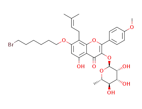 7-((6-bromohexyl)oxy)-5-hydroxy-2-(4-methoxyphenyl)-8-(3-methylbut-2-en-1-yl)-3-(((2S,3R,4R,5R,6S)-3,4,5-trihydroxy-6-methyltetrahydro-2H-pyran-2-yl)oxy)-4H-chromene-4-one