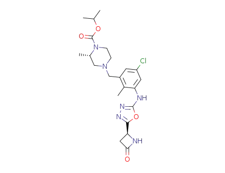 isopropyl (2S)-4-[[5-chloro-2-methyl-3-[[5-[(2S)-4-oxoazetidin-2-yl]-1,3,4-oxadiazol-2-yl]amino]phenyl]methyl]-2-methylpiperazine-1-carboxylate