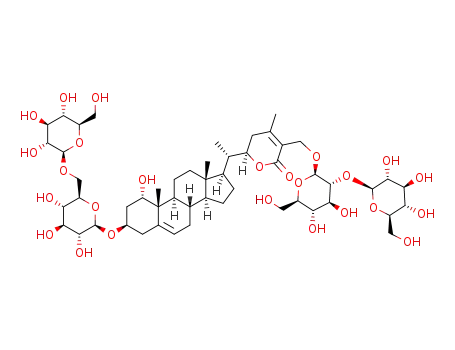 (20S,22R)-3β-[(O-β-D-glucopyranosyl-(1→6)-β-D-glucopyranosyl)oxy]-27-[(O-β-D-glucopyranosyl-(1→2)-β-D-glucopyranosyl)oxy]-1α-hydroxywitha-5,24(25)-dienolide