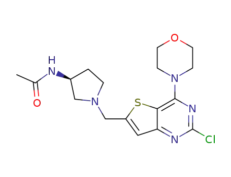 (S)-N-(1-((2-chloro-4-morpholinothieno[3,2-d]pyrimidin-6-yl)-methyl)pyrrolidin-3-yl)acetamide