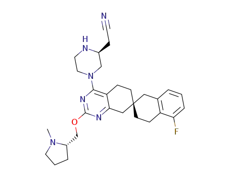 2-((S)-4-((S)-5-fluoro-2’-(((S)-1-methylpyrrolidin-2-yl)methoxy)-3,4,5’,8’-tetrahydro-1H,6’H-spiro[naphthalene-2,7’-quinazolin]-4’-yl)piperazin-2-yl)acetonitrile