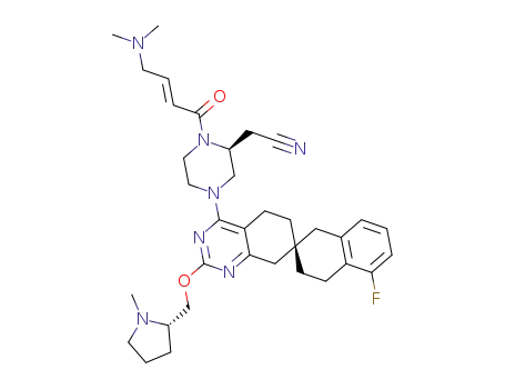 2-((S)-1-((E)-4-(dimethylamino)but-2-enoyl)-4((S)-5-fluoro-2’-(((S)-1-methylpyrrolidin-2-yl)methoxy)-3,4,5’,8’-tetrahydro-1H,6’H-spiro[naphthalene-2,7’-quinazolin]-4’-yl)piperazin-2-yl)acetonitrile