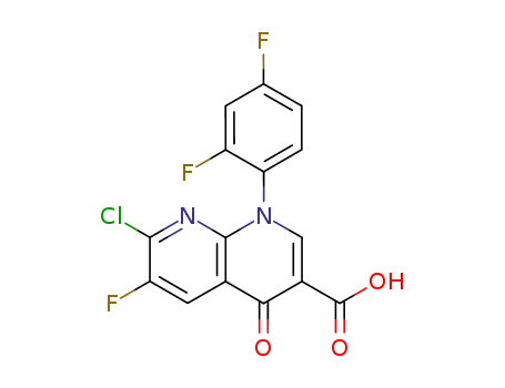 Molecular Structure of 100492-04-4 (1-(2,4-DIFLUOROPHENYL)-6-1LUORO-7-CHLONDE-4-OXO-1,4-DIHYDRO-1,8-NAPTHYRIDINE-3-CARBOXYLIC ACID[TOSUFLOXACIN PHARMACEUTICAL INTERMEDIATE])