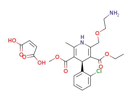 Molecular Structure of 135969-53-8 (3,5-Pyridinedicarboxylic acid,
2-[(2-aminoethoxy)methyl]-4-(2-chlorophenyl)-1,4-dihydro-6-methyl-,
3-ethyl 5-methyl ester, (4S)-, (2Z)-2-butenedioate (1:1))