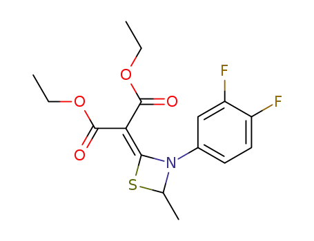 Molecular Structure of 144514-35-2 (Propanedioic acid,
[3-(3,4-difluorophenyl)-4-methyl-1,3-thiazetidin-2-ylidene]-, diethyl ester)