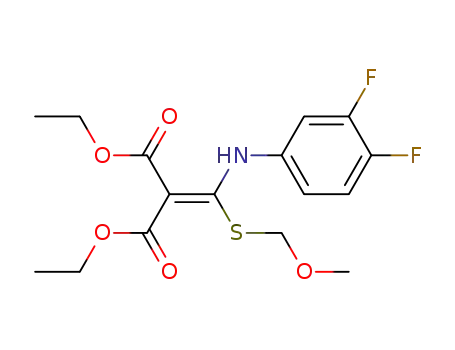 Molecular Structure of 113028-76-5 (Propanedioic acid,
[[(3,4-difluorophenyl)amino][(methoxymethyl)thio]methylene]-, diethyl
ester)