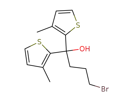 Molecular Structure of 922184-80-3 (4-Bromo-1,1-bis-(3-methyl-thiophen-2-yl)-butan-1-ol ,97%)
