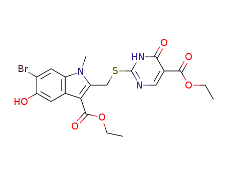 1-methyl-2-(4-hydroxy-5-ethoxycarbonylpyrimidyl-2)thiomethyl-3-ethoxycarbonyl-5-hydroxy-6-bromoindole