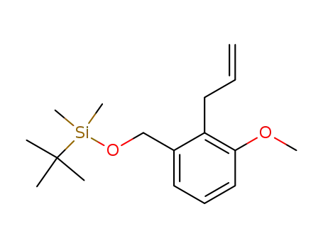 Molecular Structure of 223734-55-2 (Silane,
(1,1-dimethylethyl)[[3-methoxy-2-(2-propenyl)phenyl]methoxy]dimethyl-)