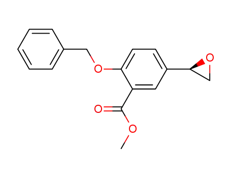Molecular Structure of 94749-70-9 (Benzoic acid, 5-(2R)-oxiranyl-2-(phenylmethoxy)-, methyl ester)