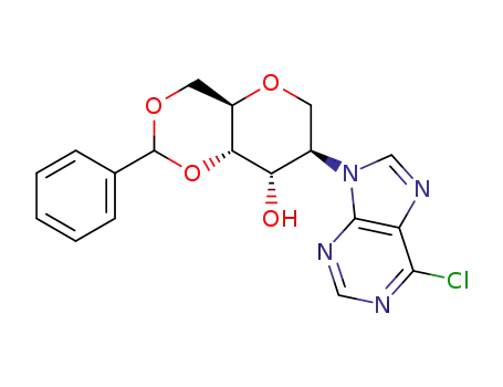 (4aR,7R,8S,8aS)-7-(6-Chloro-purin-9-yl)-2-phenyl-hexahydro-pyrano[3,2-d][1,3]dioxin-8-ol
