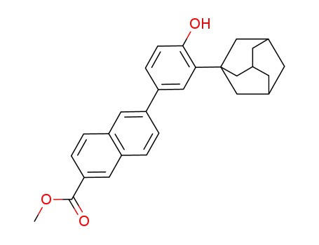 Molecular Structure of 106685-43-2 (2-Naphthalenecarboxylicacid, 6-(4-hydroxy-3-tricyclo[3.3.1.13,7]dec-1-ylphenyl)-, methyl ester)