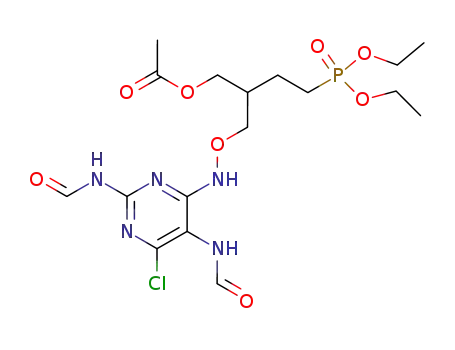 4-Chloro-6-[2-(acetoxymethyl)-4-(diethoxyphosphoryl)butoxyamino] 2,5-diformamidopyrimidine