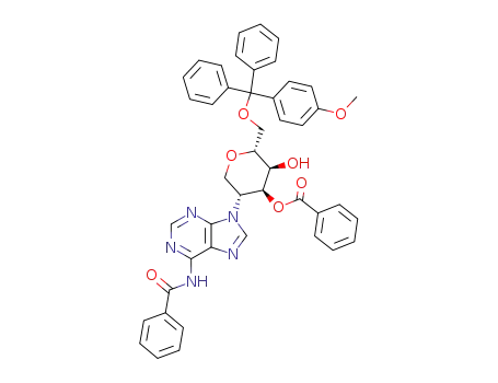 1,5-anhydro-3-O-benzoyl-6-O-monomethoxytrityl-2-deoxy-2-(N6-benzoyladenin-9-yl)-D-altro-hexitol