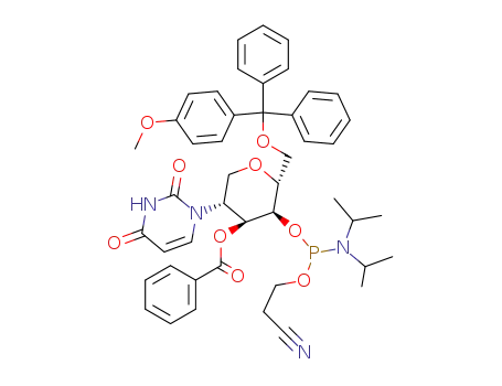 2-(Uracil-1-yl)-3-O-benzoyl-2-deoxy-4-O-[N,N-diisopropyl(2-cyanoethyl)]phosphoramidite-6-O-monomethoxytrityl-D-altritol