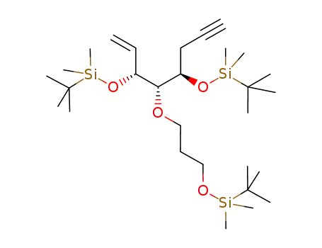 Molecular Structure of 299411-15-7 (4,7,11-Trioxa-3,12-disilatetradecane,
6-[(1R)-1-[[(1,1-dimethylethyl)dimethylsilyl]oxy]-3-butynyl]-5-ethenyl-2,2,3
,3,12,12,13,13-octamethyl-, (5R,6S)-)