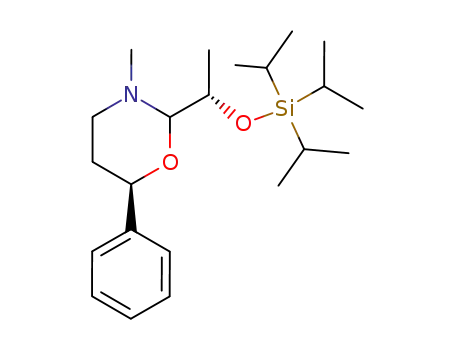 Molecular Structure of 823182-36-1 (2H-1,3-Oxazine,
tetrahydro-3-methyl-6-phenyl-2-[(1S)-1-[[tris(1-methylethyl)silyl]oxy]ethyl]
-, (6R)-)