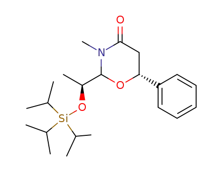 Molecular Structure of 823182-35-0 (4H-1,3-Oxazin-4-one,
tetrahydro-3-methyl-6-phenyl-2-[(1S)-1-[[tris(1-methylethyl)silyl]oxy]ethyl]
-, (6R)-)