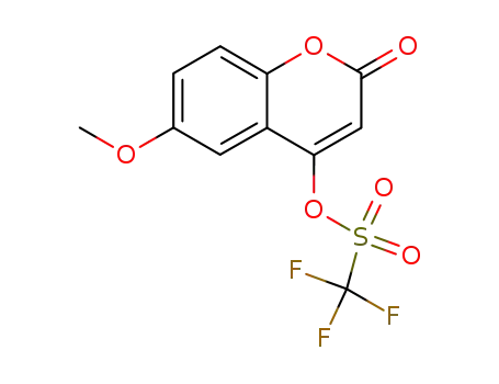 Molecular Structure of 638191-28-3 (Methanesulfonic acid, trifluoro-, 6-methoxy-2-oxo-2H-1-benzopyran-4-yl
ester)