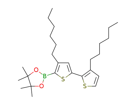 Molecular Structure of 850881-12-8 (1,3,2-Dioxaborolane,
2-(3',4-dihexyl[2,2'-bithiophen]-5-yl)-4,4,5,5-tetramethyl-)