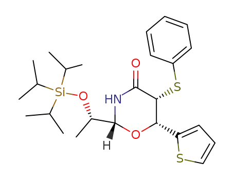 Molecular Structure of 919530-02-2 (4H-1,3-Oxazin-4-one,
tetrahydro-5-(phenylthio)-6-(2-thienyl)-2-[(1S)-1-[[tris(1-methylethyl)silyl]
oxy]ethyl]-, (2R,5R,6R)-)