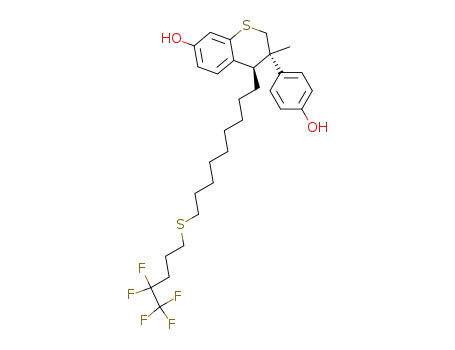 3-(4-hydroxyphenyl)-3-methyl-4-[9-(4,4,5,5,5-pentafluoropentylsulfanyl)nonyl]thiochroman-7-ol