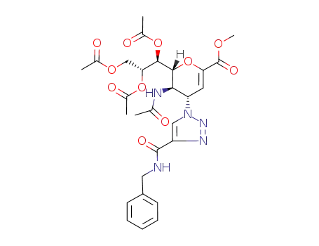 5-acetylamino-4-(4-benzoylaminocarbonyl-[1,2,3]triazol-1-yl)-6-(1,2,3-triacetoxypropyl)-5,6-dihydro-4H-pyran-2-carboxylic acid methyl ester