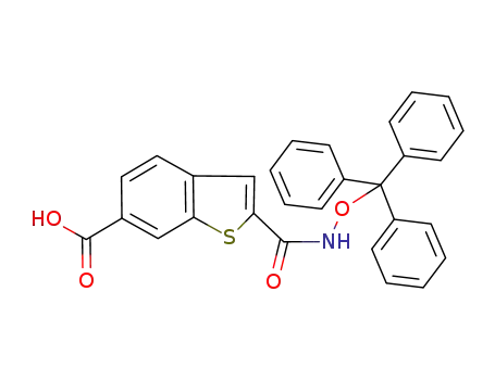 Molecular Structure of 850073-75-5 (Benzo[b]thiophene-6-carboxylic acid,
2-[[(triphenylmethoxy)amino]carbonyl]-)