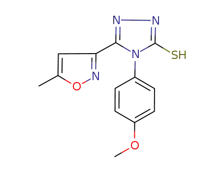 Molecular Structure of 114461-25-5 (3H-1,2,4-Triazole-3-thione,
2,4-dihydro-4-(4-methoxyphenyl)-5-(5-methyl-3-isoxazolyl)-)
