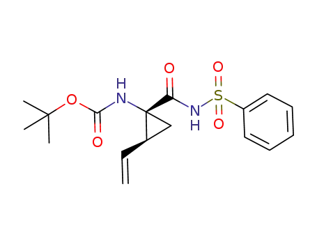 Molecular Structure of 905994-17-4 (Carbamic acid,
[(1R,2S)-2-ethenyl-1-[[(phenylsulfonyl)amino]carbonyl]cyclopropyl]-,
1,1-dimethylethyl ester)