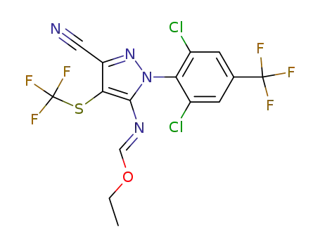 3-cyano-1-(2,6-dichloro-4-trifluoromethylphenyl)-5-ethoxymethylideneamino-4-trifluoromethylthiopyrazole