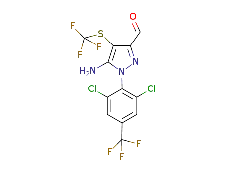 Molecular Structure of 120068-75-9 (1H-Pyrazole-3-carboxaldehyde,
5-amino-1-[2,6-dichloro-4-(trifluoromethyl)phenyl]-4-[(trifluoromethyl)thio
]-)