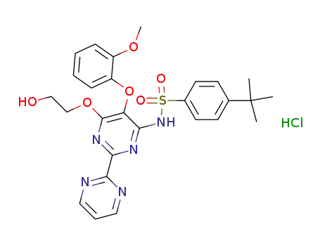 Molecular Structure of 1196074-08-4 (4-tert-butyl-N-(6-(2-hydroxyethoxy)-5-(2-methoxyphenoxy)-2,2'-bipyrimidin-4-yl)benzenesulfonamide hydrate)